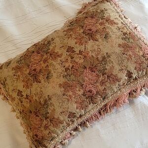 Vintage Floral Aubusson Tapestry Pillow